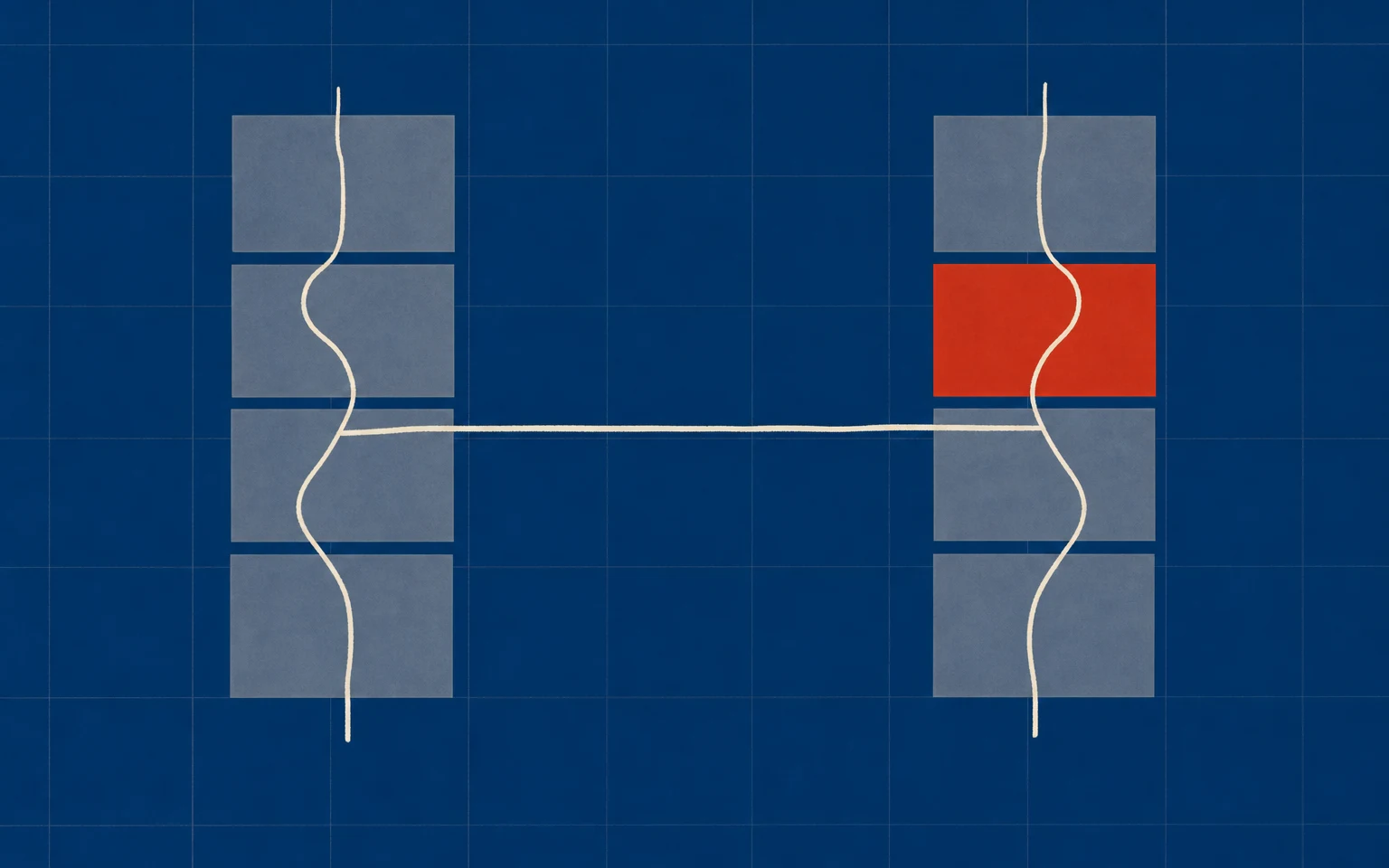 Two memory implementations in parity, drawn as a system plan.